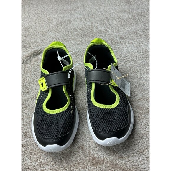 Adidas Summerflex C Kids Training Shoes Black Neon Yellow Mesh Slip On US 3 NWT - Picture 4 of 12